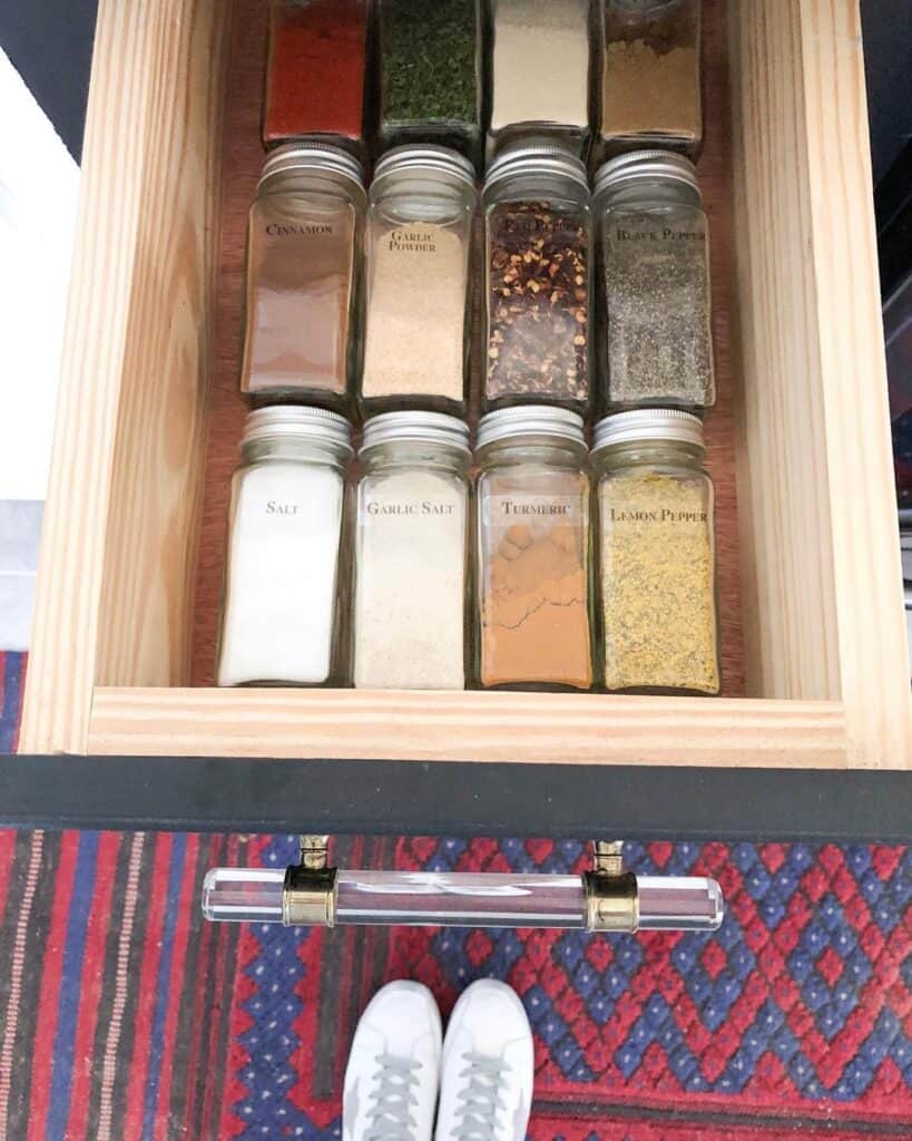 Blond Wood Drawer Spice Rack