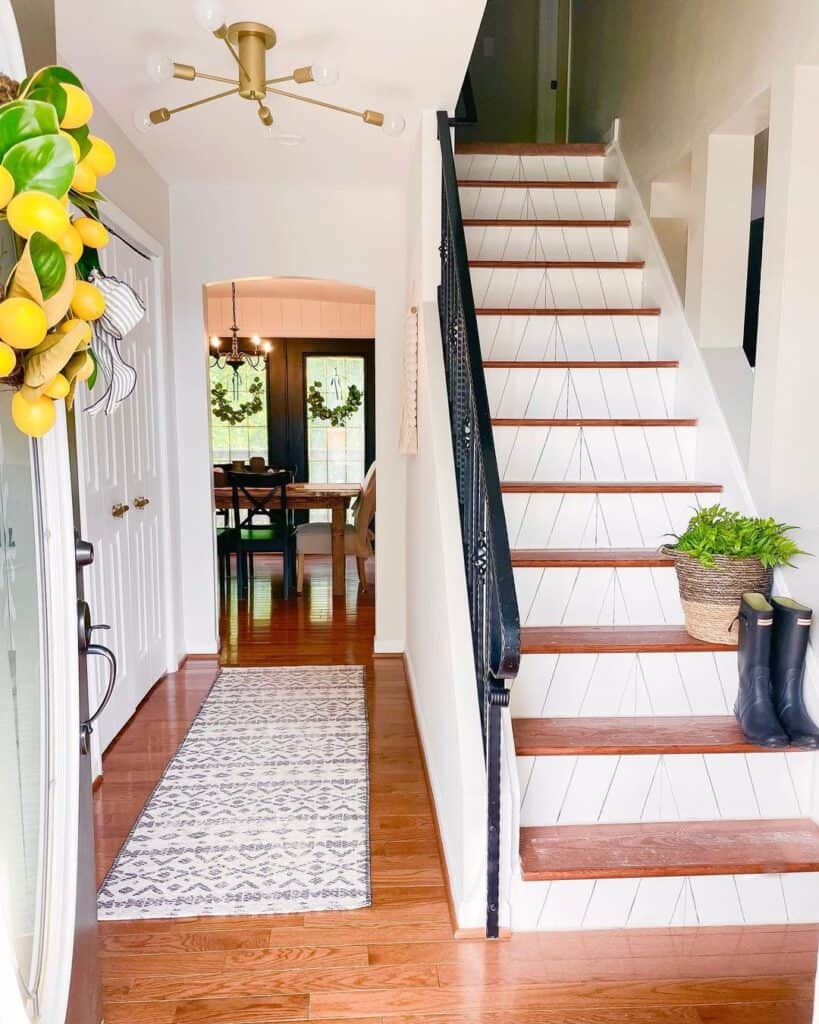 Chevron Shiplap Stair Riser Staircase