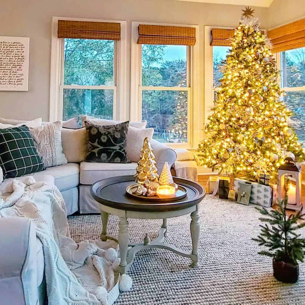 Christmas Tree with Gold Lights