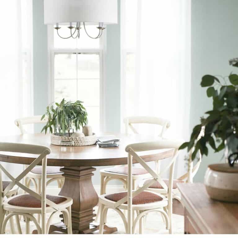 Dining Room with Round Wood Table