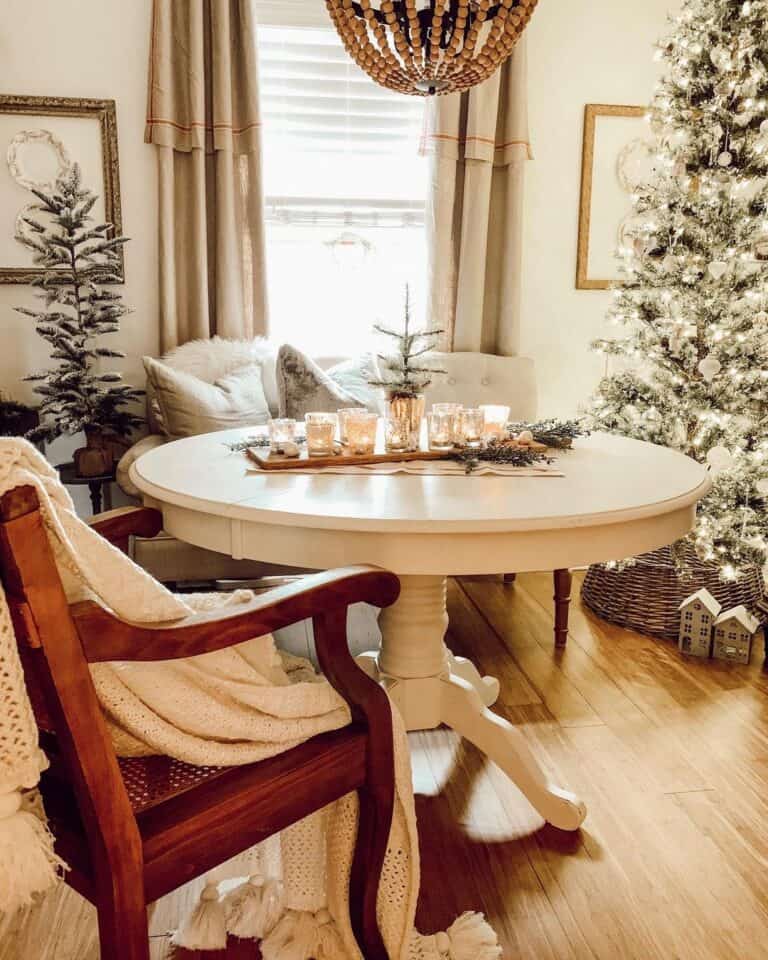 Dining Room with White Round Dining Table