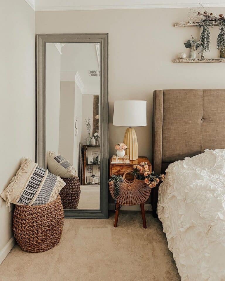 Gray Frame Floor Mirror for Bedroom