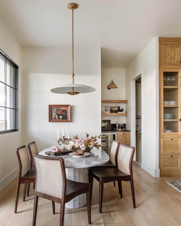 Gray Oval Marble Dining Table