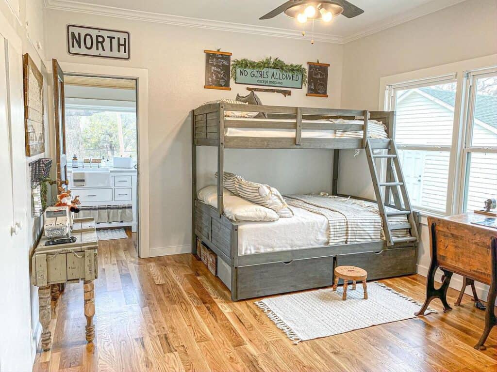 Gray Wood Rustic Bunk Beds