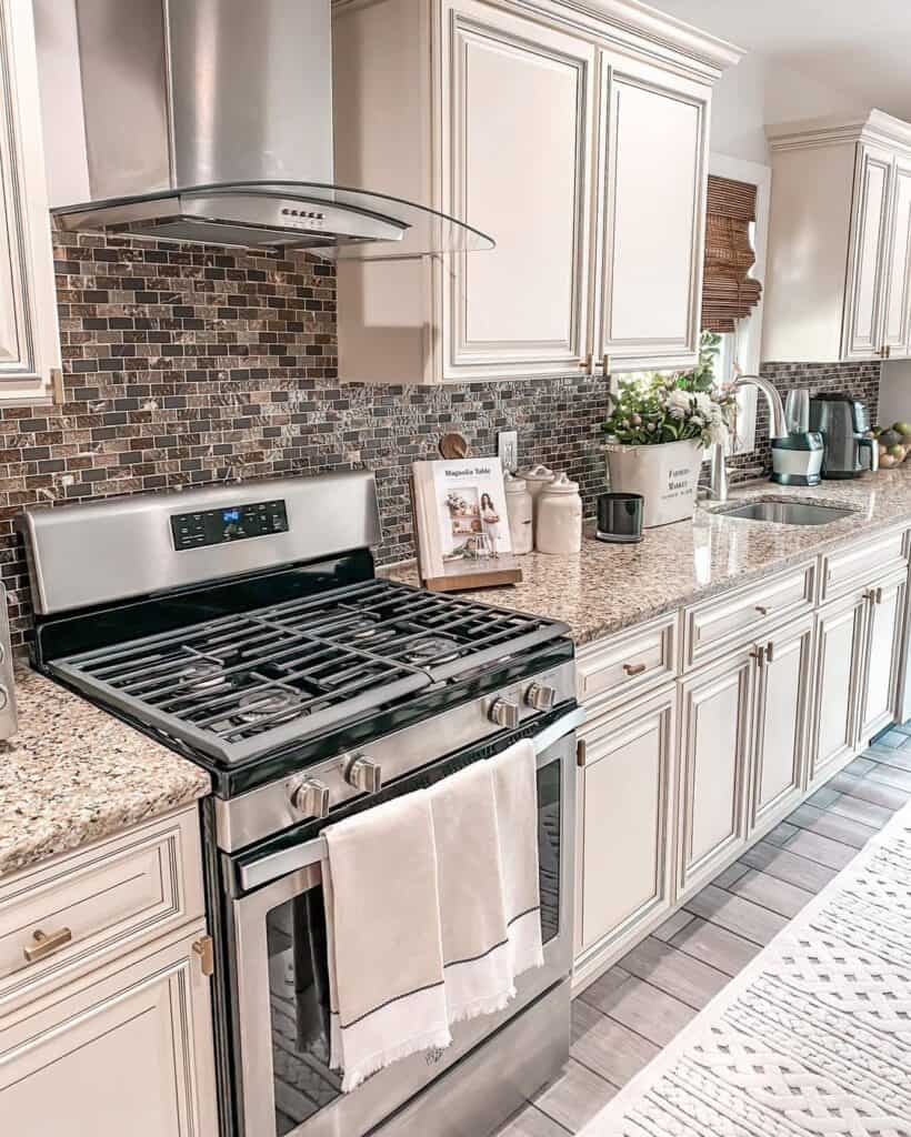 Gray and Brown Tile Farmhouse Backsplash