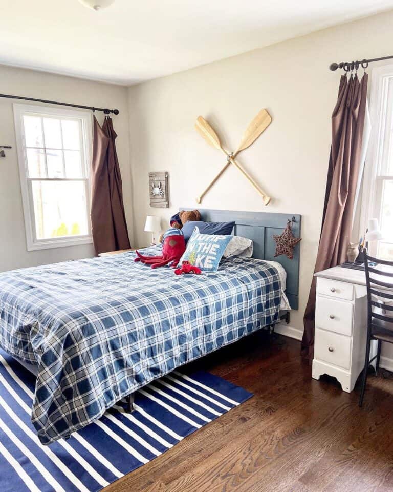 Kids Bed with Painted Wood Headboard