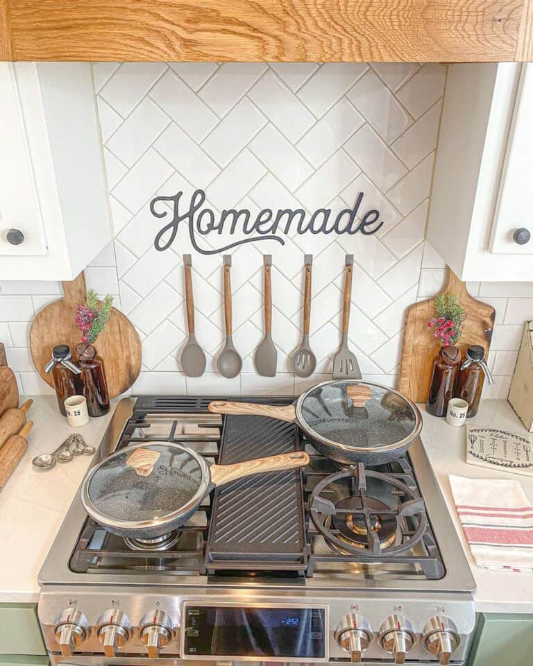 Kitchen Backsplash with Herringbone Accent Tiles