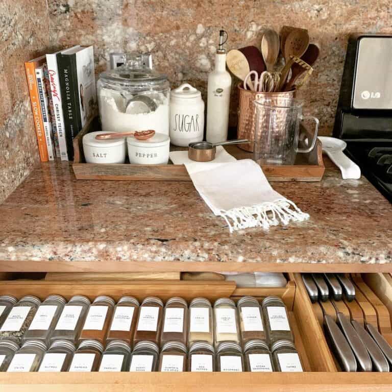 Kitchen with Drawer Spice Rack