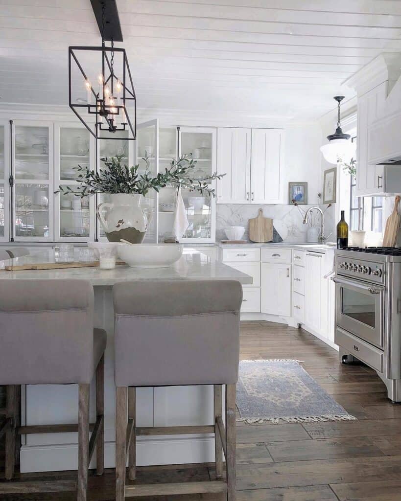 Kitchen with Gray Marble Backsplash