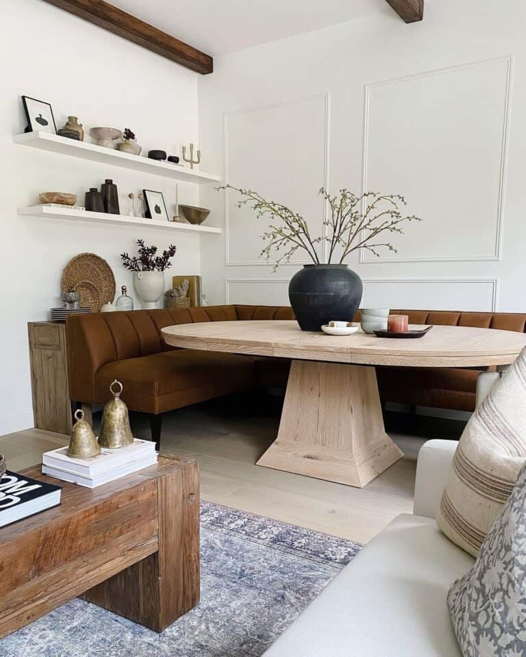 Light Wood Oval Pedestal Dining Table