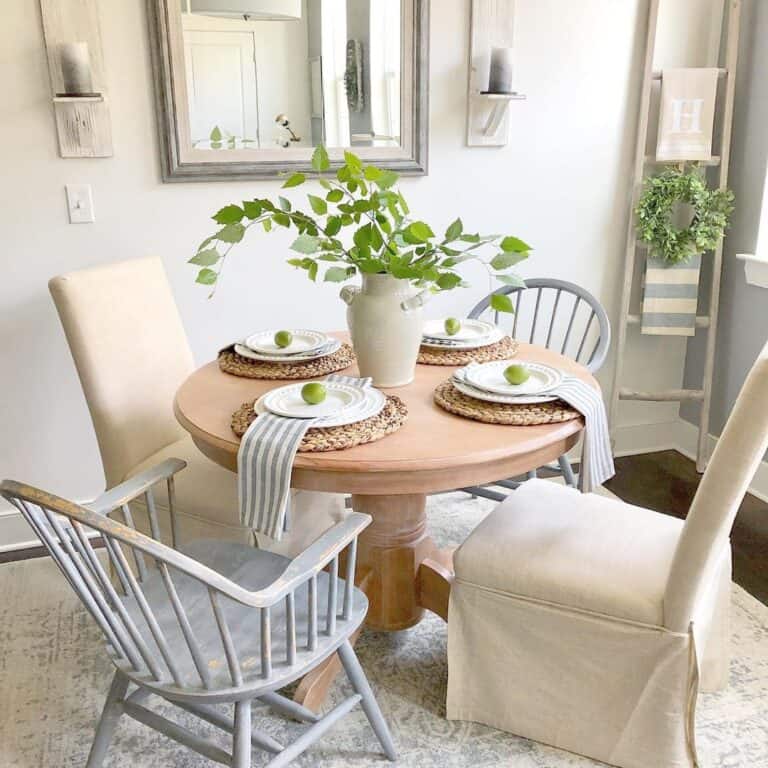Light Wood Round Dining Table for 4