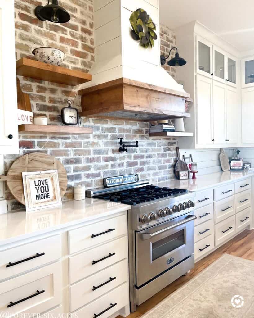 Mortar Wash Farmhouse Kitchen Brick Backsplash