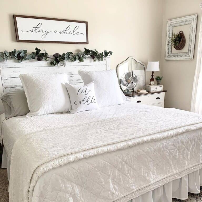 Painted White Rustic Wood Bed Frame