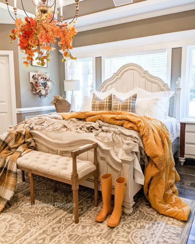 Painted Wood Rustic Bed Frame