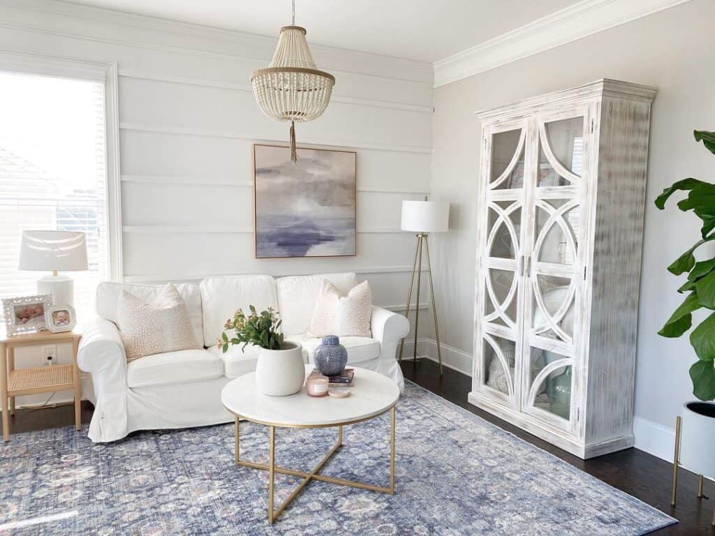 Round White and Gold Coffee Table