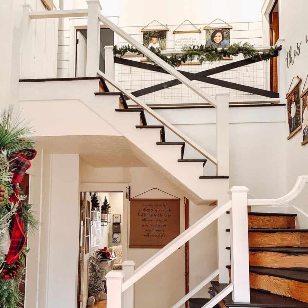 Rustic Stained Wood Stair Riser Designs