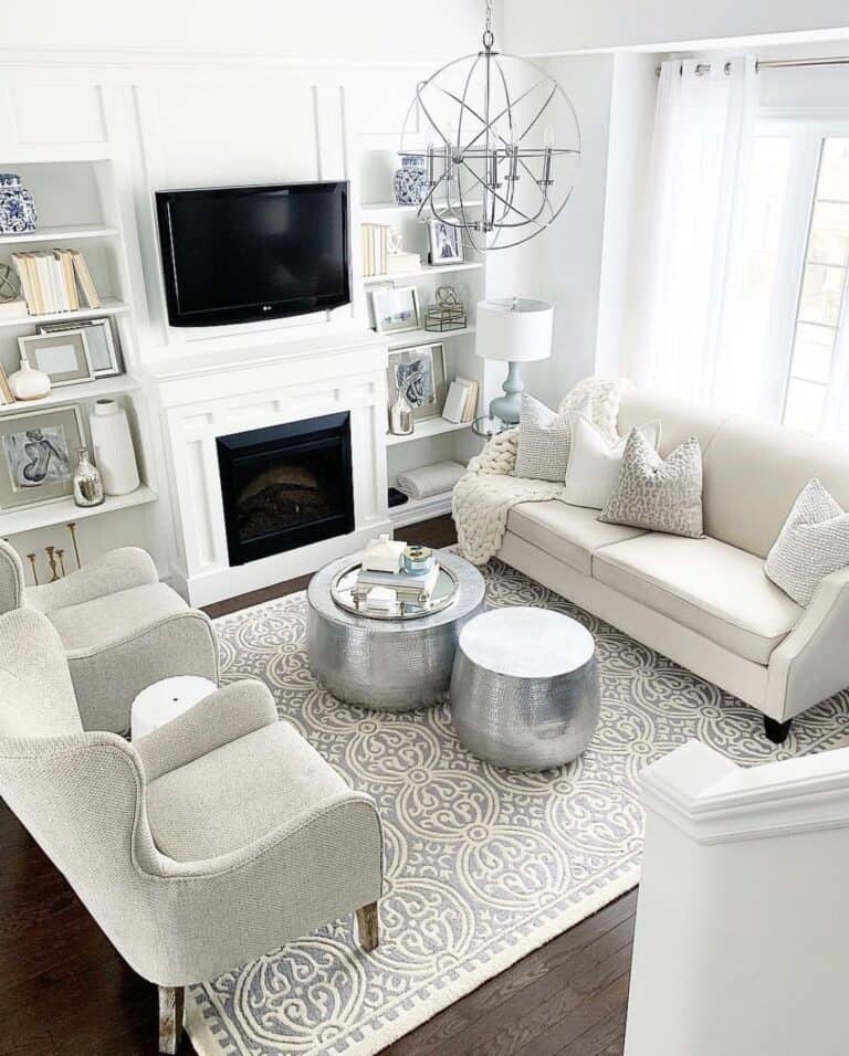 Silver Coffee Tables for White Living Room
