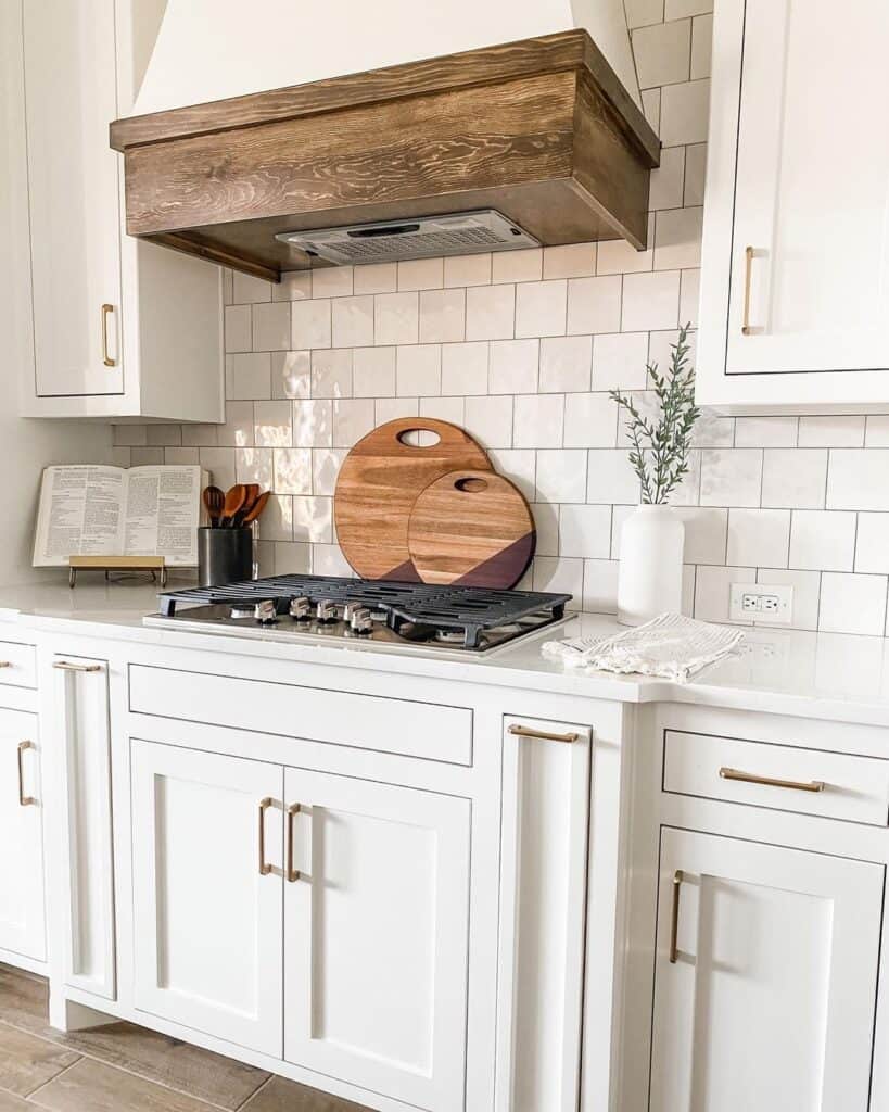 Square Tile Backsplash for White Kitchen