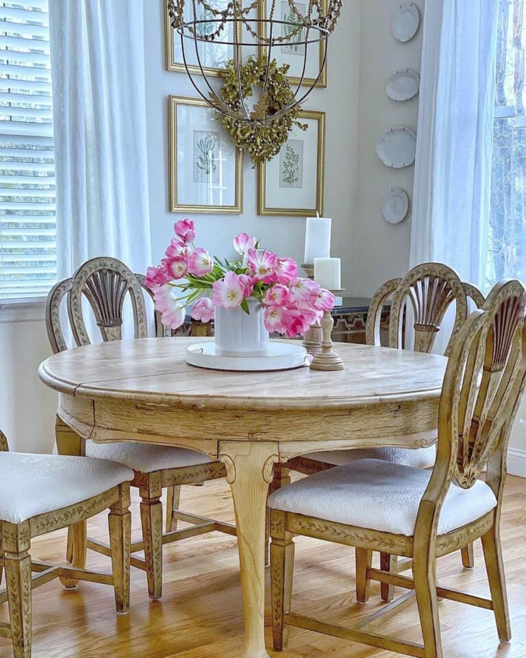 Stained Wood Antique Round Dining Table