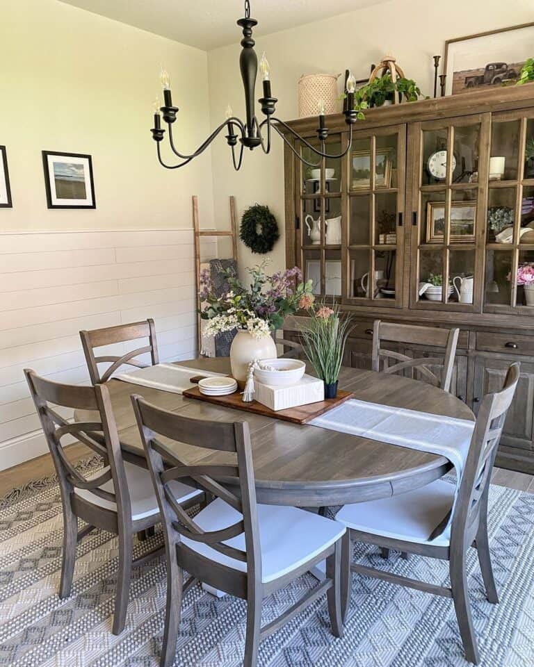 Stained Wood Extendable Dining Table