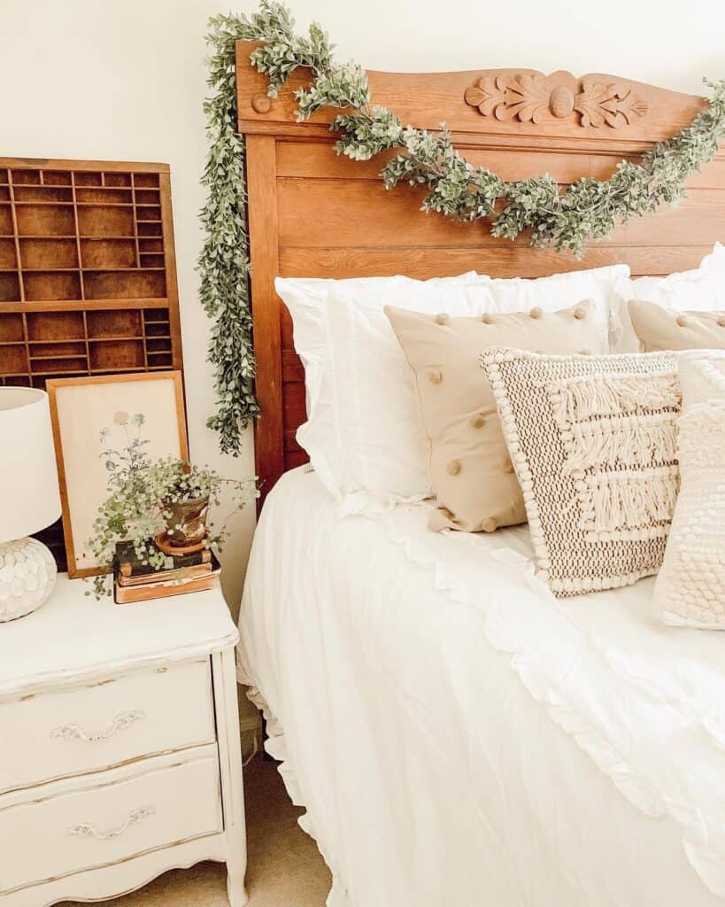 Stained Wood Rustic Farmhouse Bed