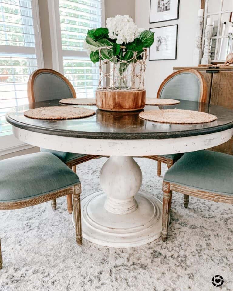 Two-tone Round White Dining Table