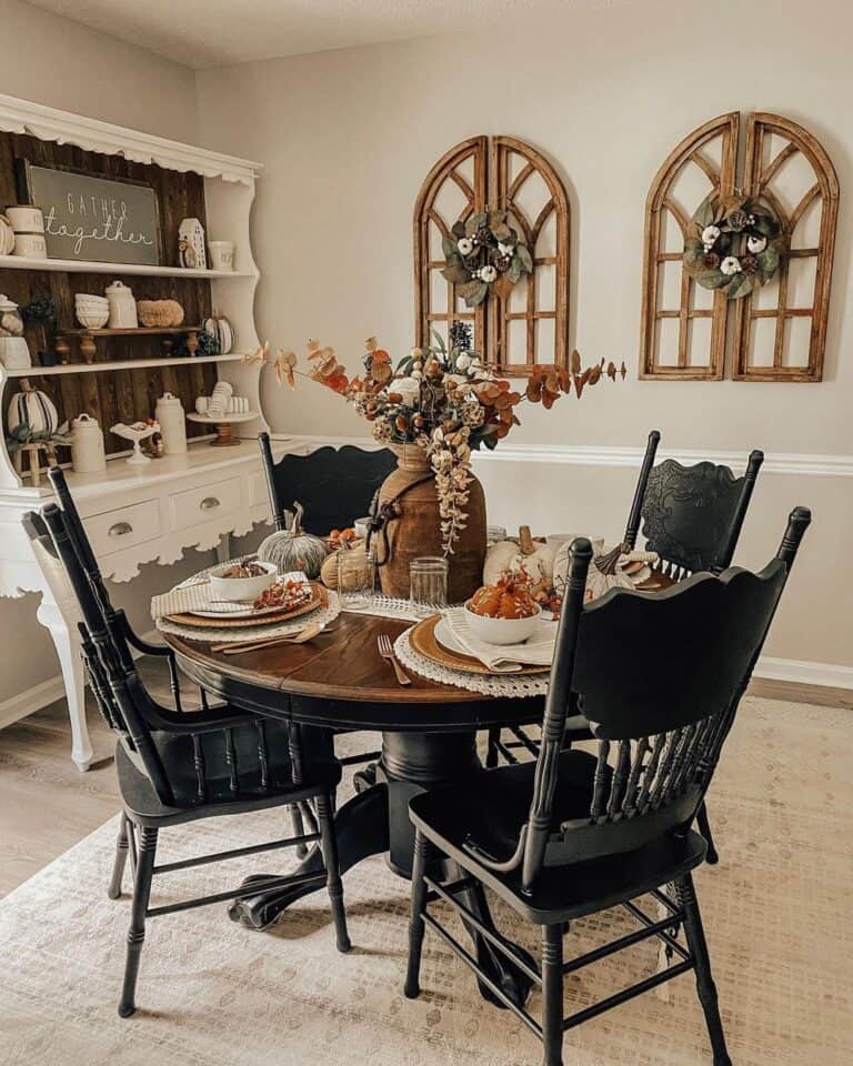 Two-toned Dark Stained Wood Dining Table