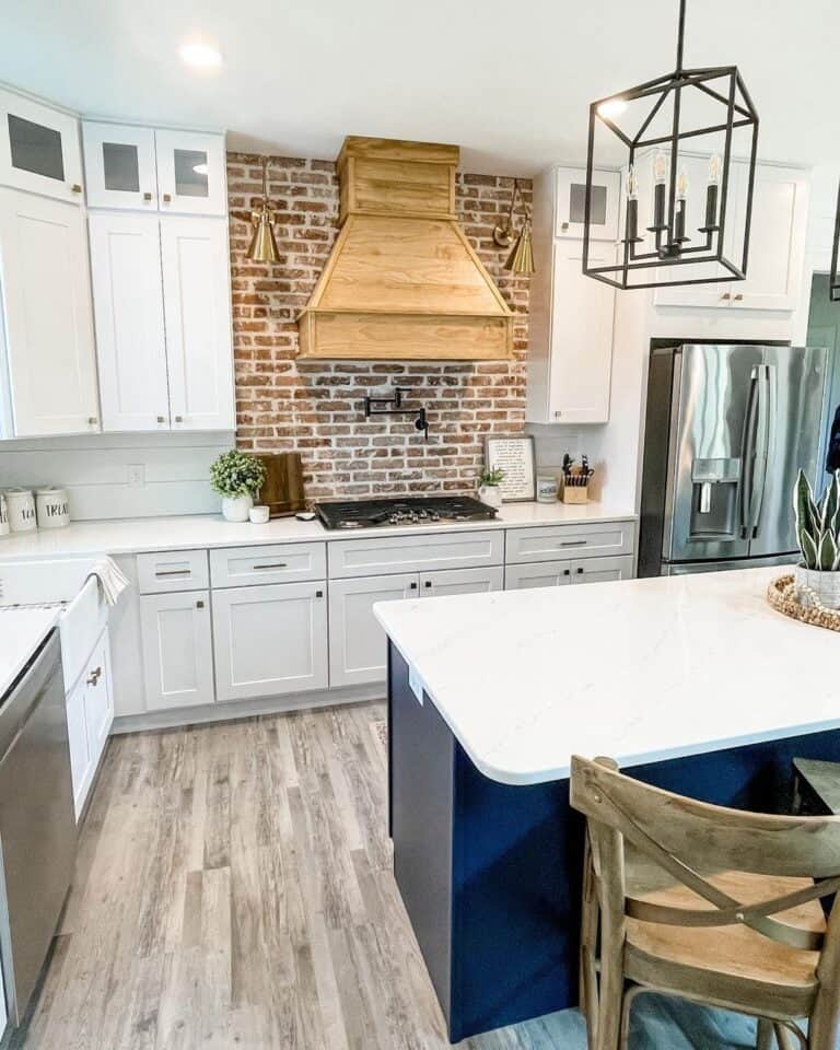 White Cabinets with White Shiplap Backsplash