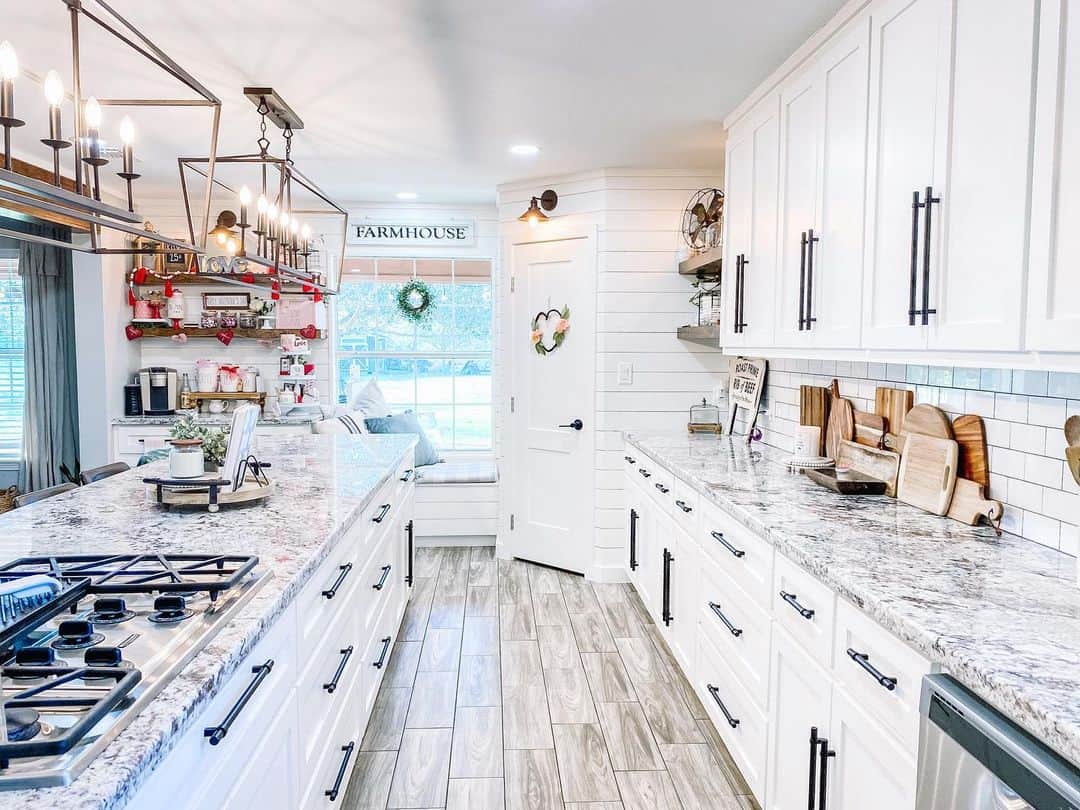 White Farmhouse Kitchen Backsplash with White Cabinets - Soul & Lane