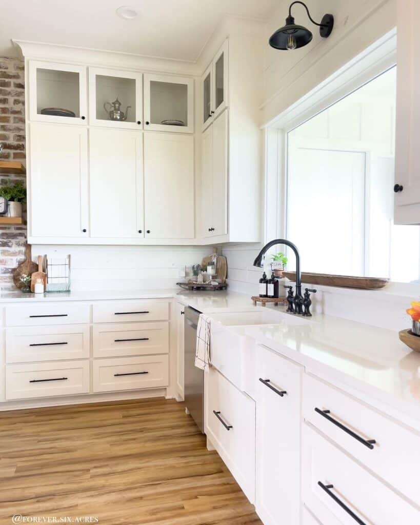 White Horizontal Shiplap Kitchen Backsplash