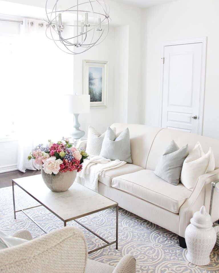White Living Room with Ivory Couch