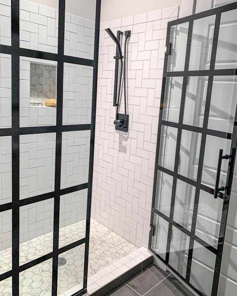 White Mosaic Tile Bathroom Shower
