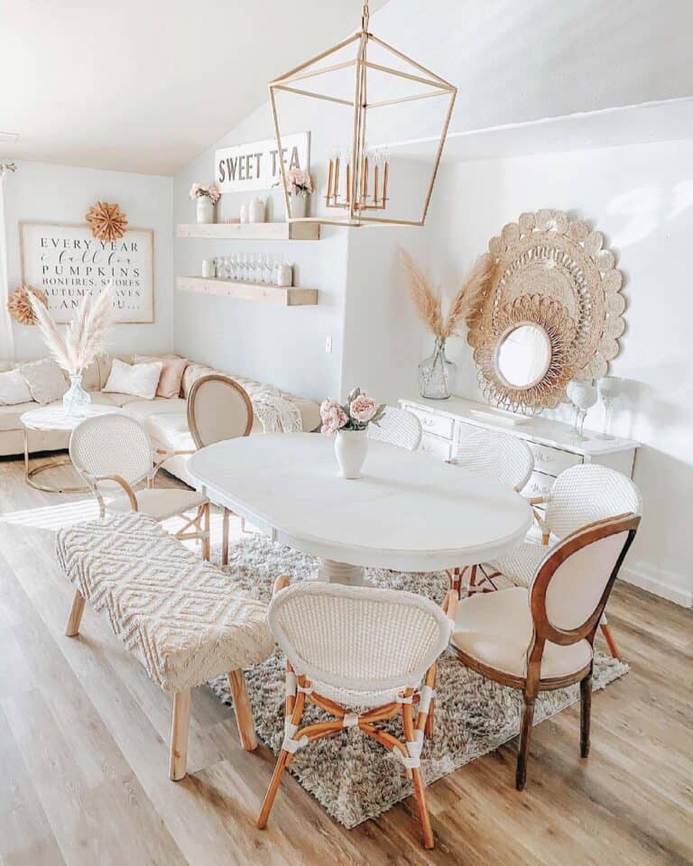 White Oval Dining Table with Chairs