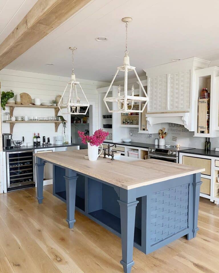 White Shiplap Kitchen with Island