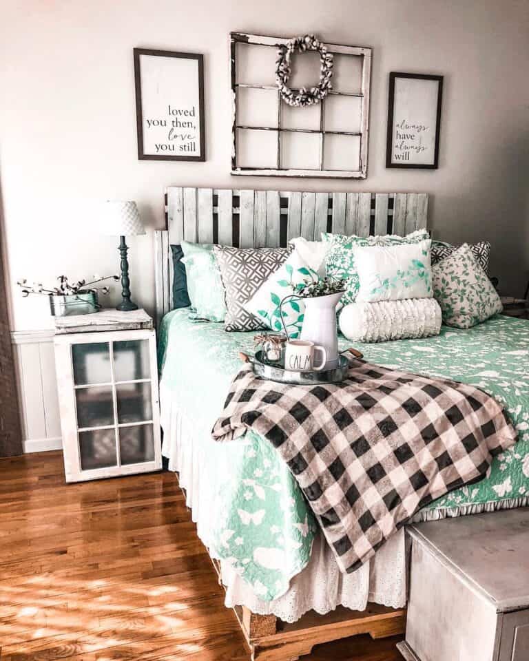 White Stained Wood Rustic Bed Frame
