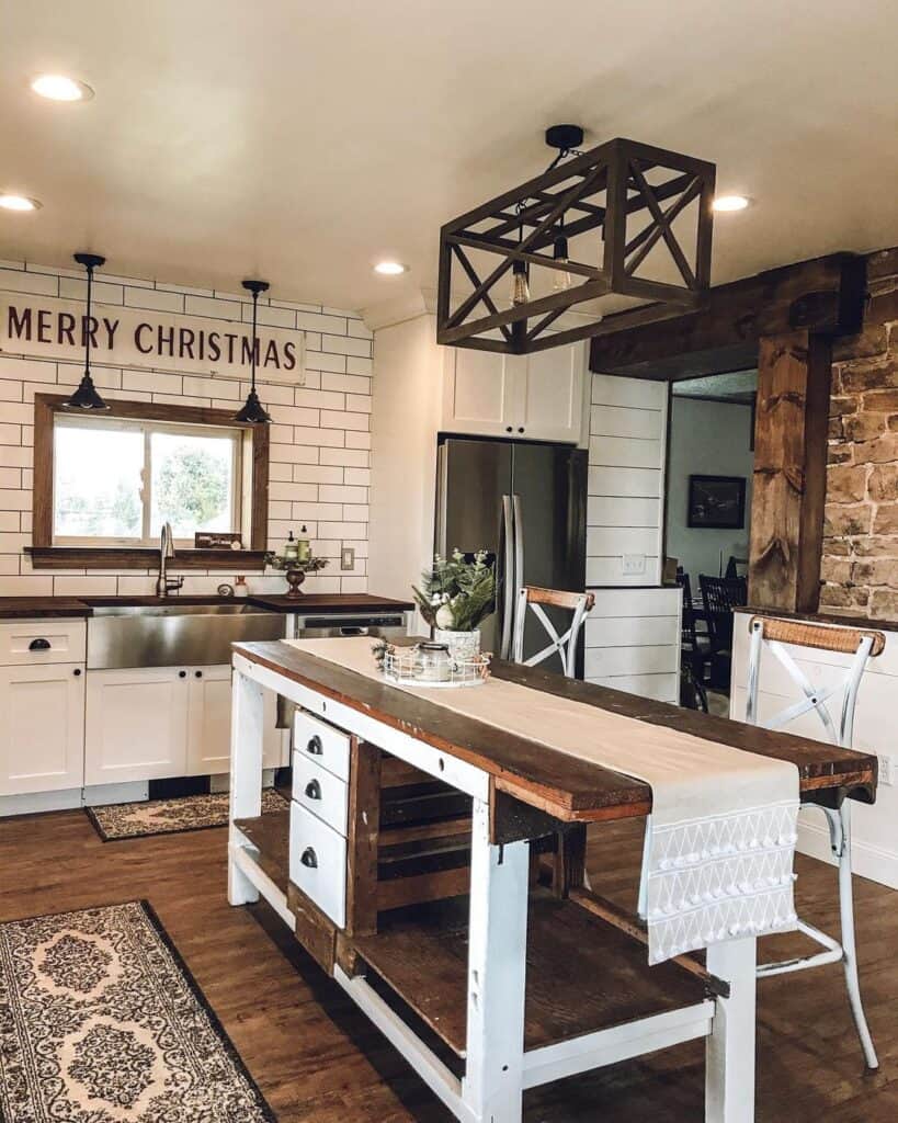 White Subway Tile Farmhouse Backsplash Kitchen