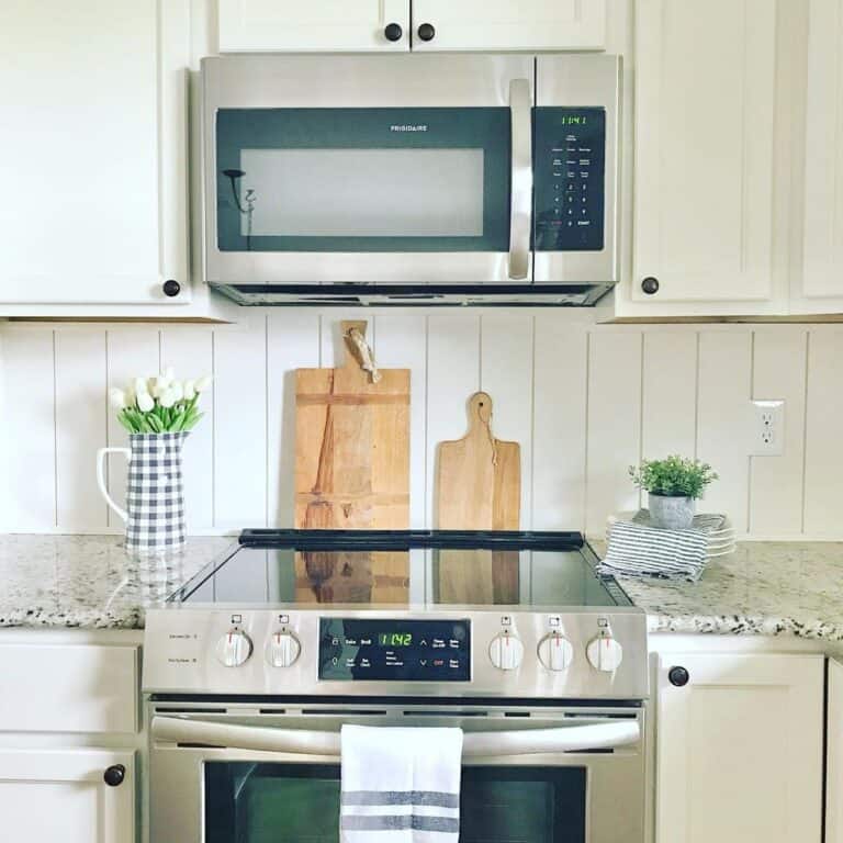 White Vertical Shiplap Kitchen Backsplash