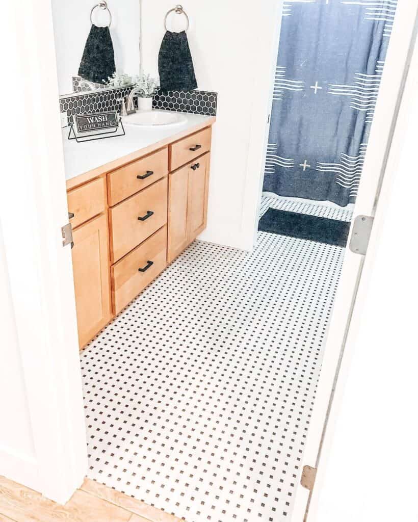 White and Black Mosaic Bathroom Tiles