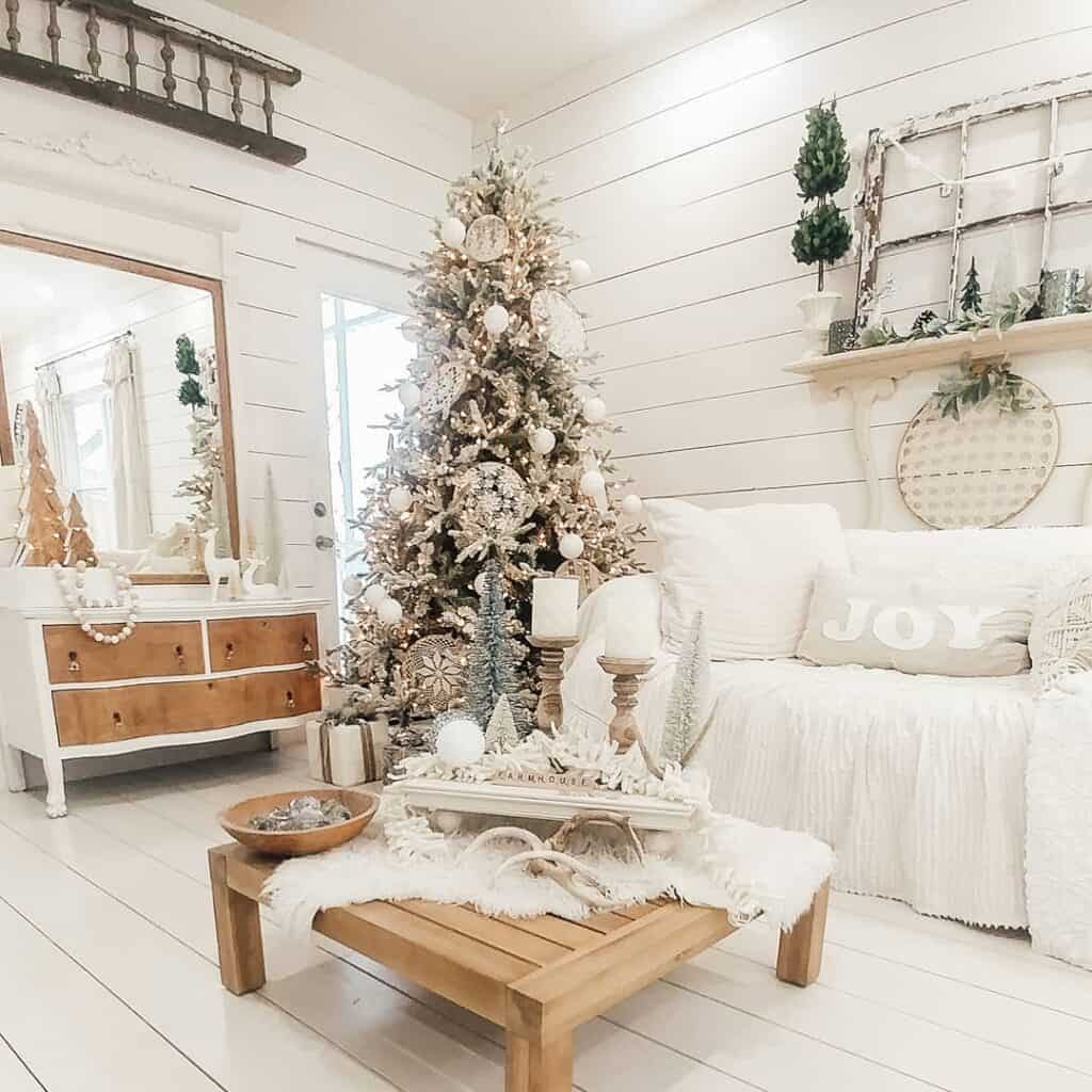 White and Gold Christmas Tree for Living Room
