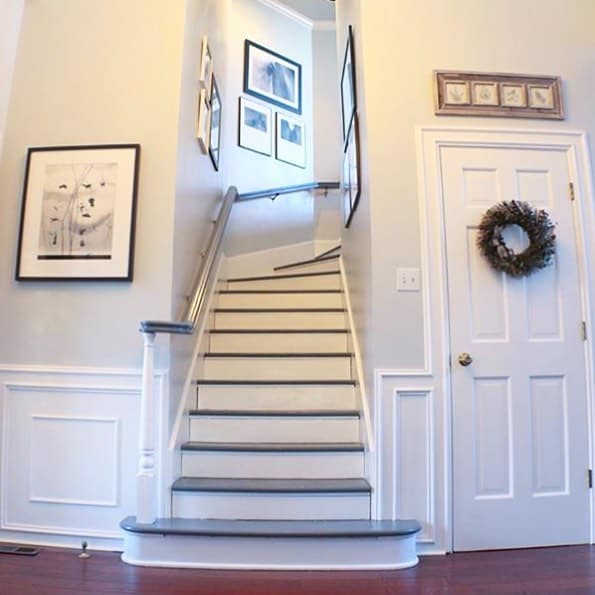 Winder Staircase with White Risers
