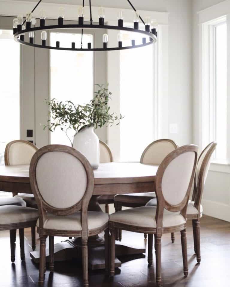 Wooden Pedestal Round Dining Table for 8