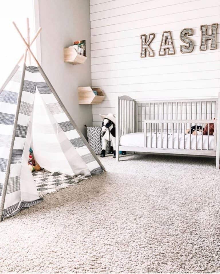 Baby Boy Room with Gray Crib