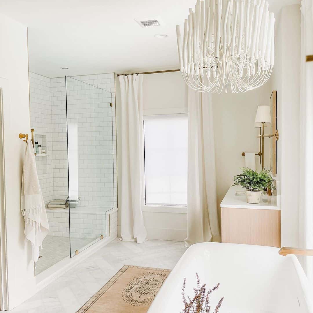 Bathroom Floor with Light Grey Herringbone Tile Soul & Lane