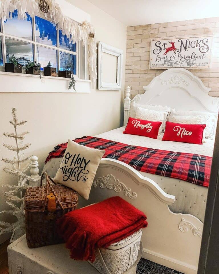Bedroom with Antique White Bed