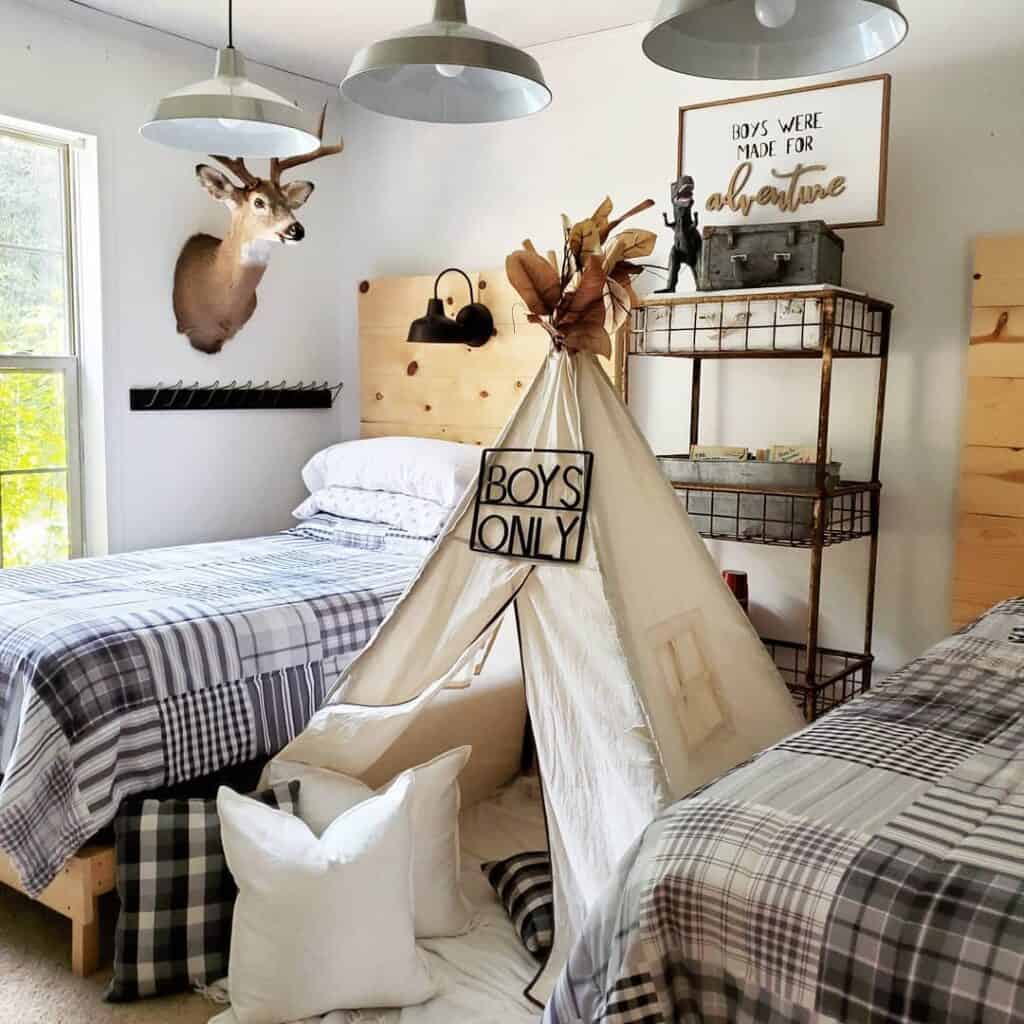 Beige Play Tent for Boy's Room