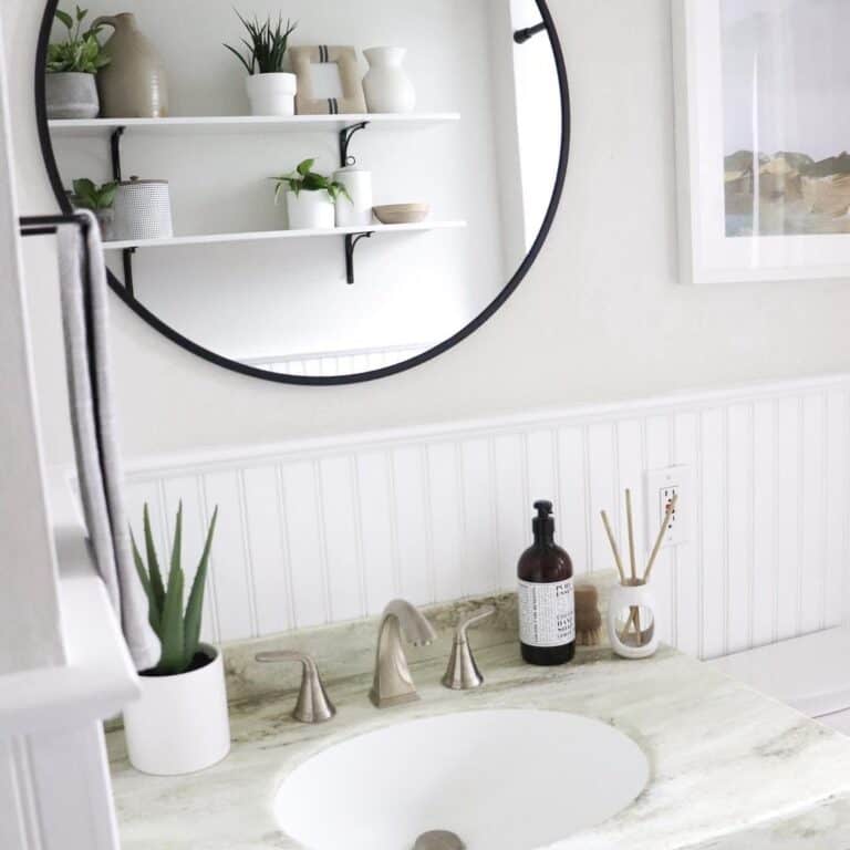 Black Frame Round Bathroom Vanity Mirror