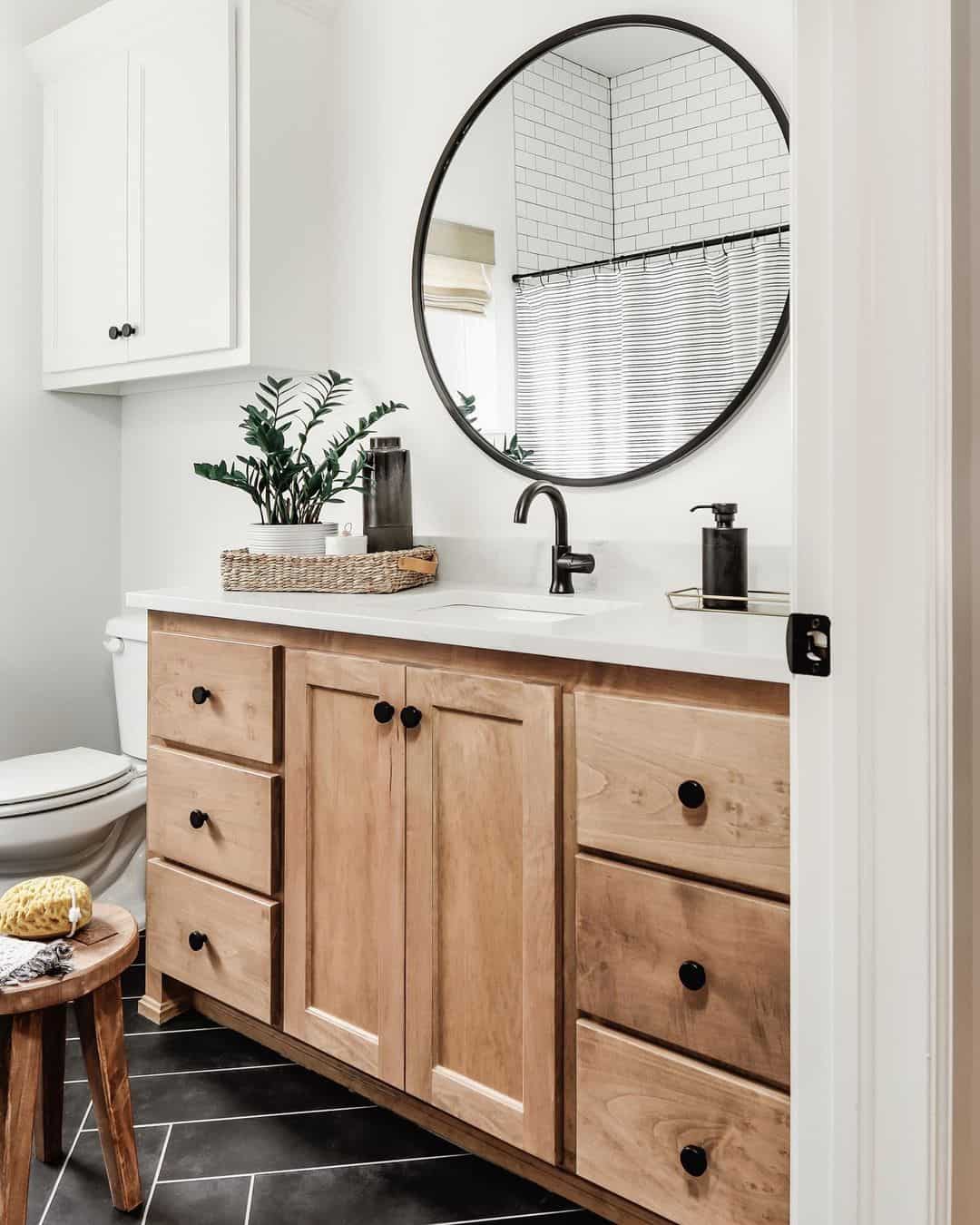 Black Herringbone Bathroom Floor Tile - Soul & Lane