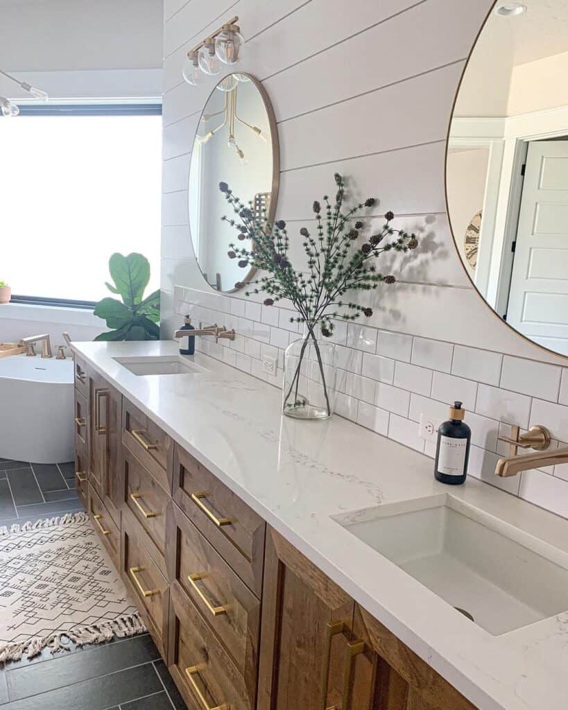 Black Herringbone Tiles Bathroom - Soul & Lane