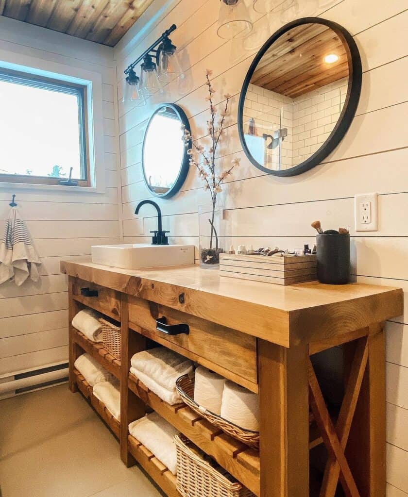 Black Round Bathroom Mirrors for Vanity