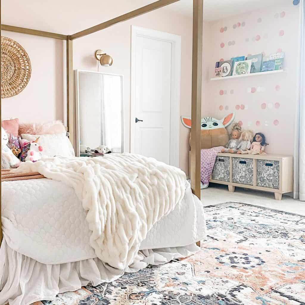 Brass Canopy Bed in Girls Bedroom